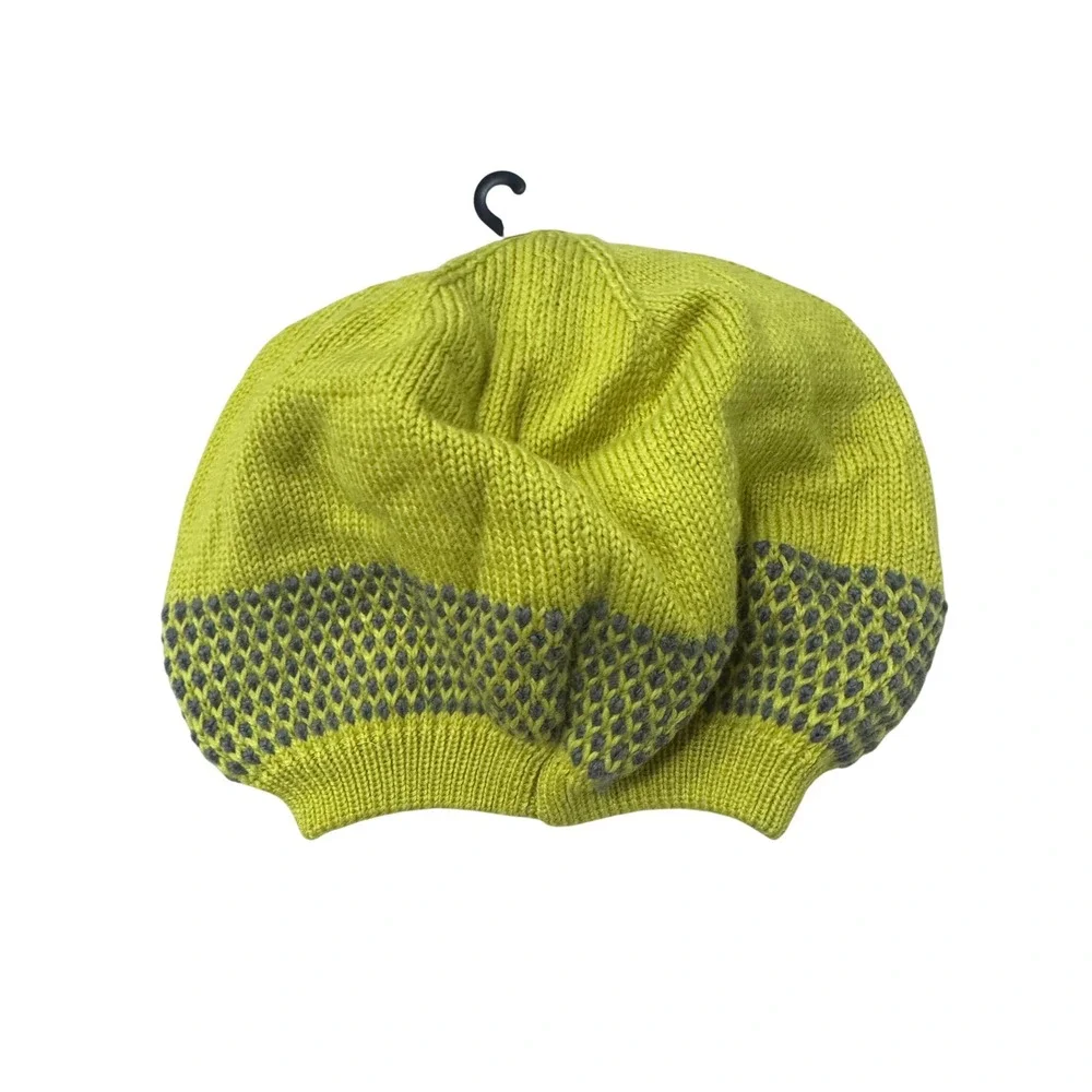 Bench‎ Knit Beanie Hat Yellow Grey One Size Winter Warm Wool Blend NWT